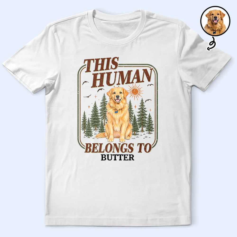 Custom Photo Colored Pencil Sketch This Human Belongs To - Personalized T Shirt