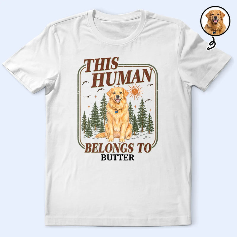 Custom Photo,Art Design,Pet Lovers,Playful,Photo - Colored Pencil  - Custom Photo Colored Pencil Sketch This Human Belongs To - Personalized T Shirt