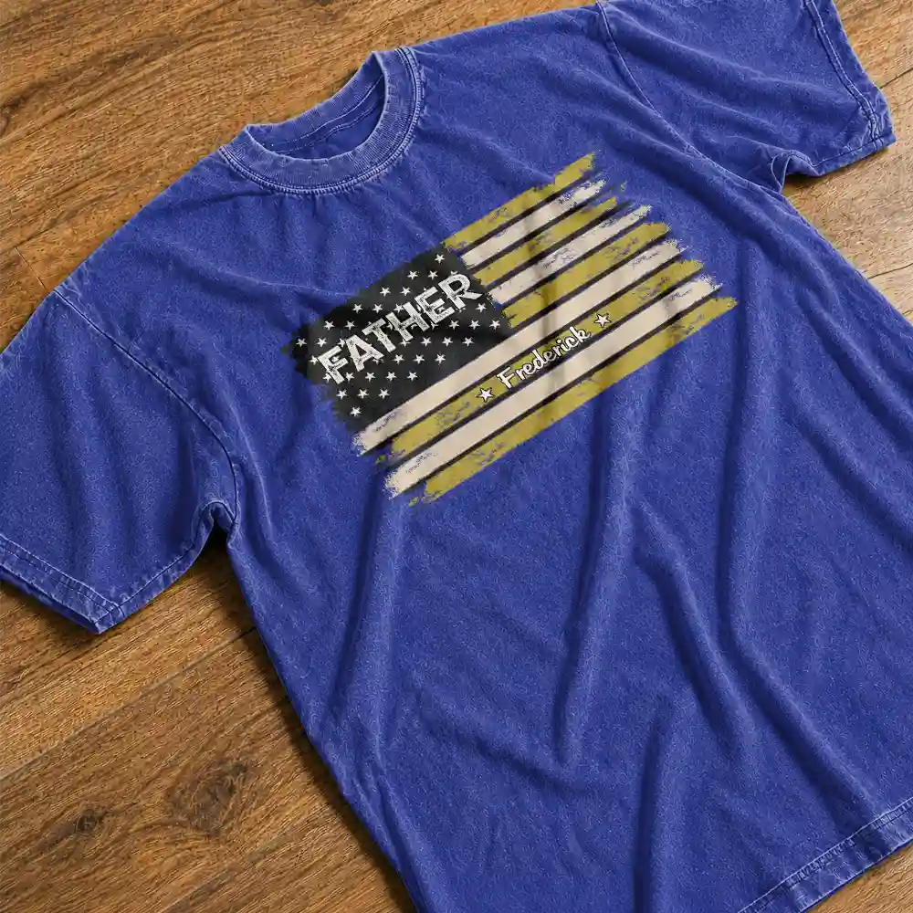 America 250th,Independence Day,Gift For Grandpa,Proud,Custom Text - Stars And Stripes Proud To Be Merica Papa Dad - Personalized Vintage Washed T Shirt