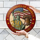 America 250th,Independence Day,Family,Proud,Custom Text - 250th Anniversary USA - Personalized Custom Shaped Wood Sign