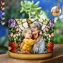 Custom Photo,Art Design,Gift For Grandma,Cozy,Photo - Stained Glass - Custom Photo Stained Glass Mom Grandma Parents Family Couple - Personalized Ceramic Plant Pot