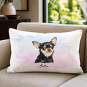 Custom Photo, Art Design, Pet Lovers, Cozy, Photo - Watercolor - Remove BG - Custom Photo Realistic Watercolor Art Portrait Cat Dog Pet - Personalized Pillow
