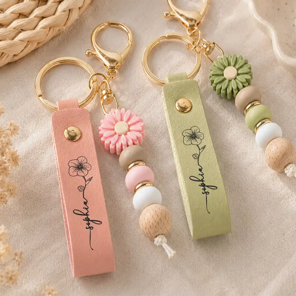 Sentimental, Icon - A True Friendship Is A Journey Without An End - Personalized Leather Beaded Keychain