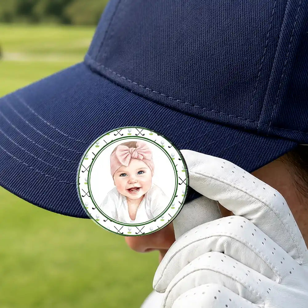 Pet Couple, Art Design, Playful, Custom Photo, Golf, Pet Lovers, Gift For Couples, Photo - Watercolor - Remove BG - Custom Photo Realistic Watercolor Art Dog Cat Pet Kid Portrait Vintage Golf Ball Marker - Personalized Acrylic Magnetic Clip