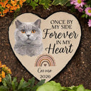 Art Design, Healing, Pet Memorial, Pet Lovers, Memorial, Photo - Watercolor - Remove BG - Custom Photo Realistic Watercolor Art I Crossed The Rainbow Bridge Knowing I Was Loved - Personalized Heart Memorial Garden Stone