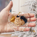 Art Design,Healing,Christmas,Pet Memorial,Pet Lovers,Memorial,Photo - Watercolor - With BG - Custom Photo Watercolor Painting Forever Loved Memorial Dog Cat - Personalized Heart Shaped Glass Ornament