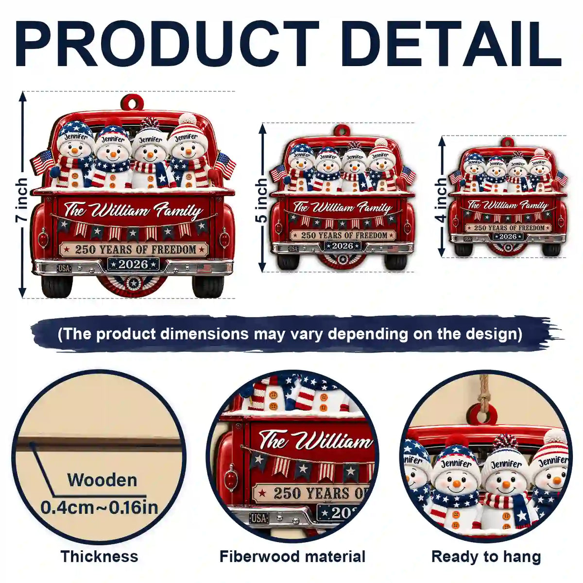 Independence Day,America 250th,Christmas,Proud,Family,Icon - Snowman 250 Years Of Freedom - Personalized Custom Shaped Wooden Ornament