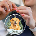 Art Design, Christmas, Cozy, Pet Lovers, Photo - Watercolor - Remove BG - Custom Photo Realistic Watercolor Art Dog Cat Pet - Personalized Circle Glass Ornament
