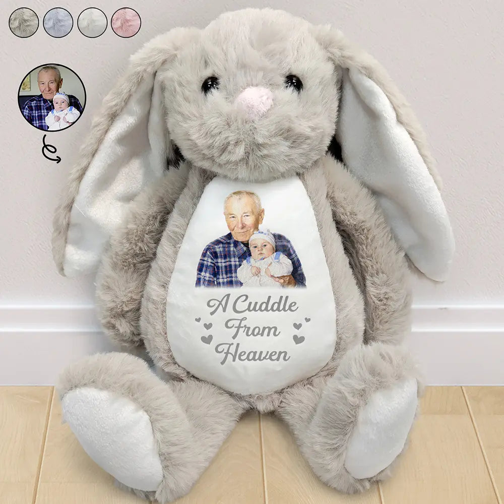 Parents, Art Design, Memorial Loved One, Healing, Memorial, Photo - Watercolor - Remove BG - Custom Photo Realistic Watercolor Art A Cuddle From Heaven Memorial - Personalized Soft Toy Bunny