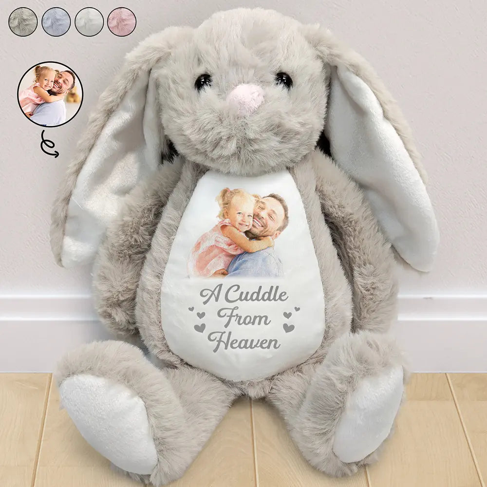 Parents, Art Design, Memorial Loved One, Healing, Memorial, Photo - Watercolor - Remove BG - Custom Photo Realistic Watercolor Art A Cuddle From Heaven Memorial - Personalized Soft Toy Bunny