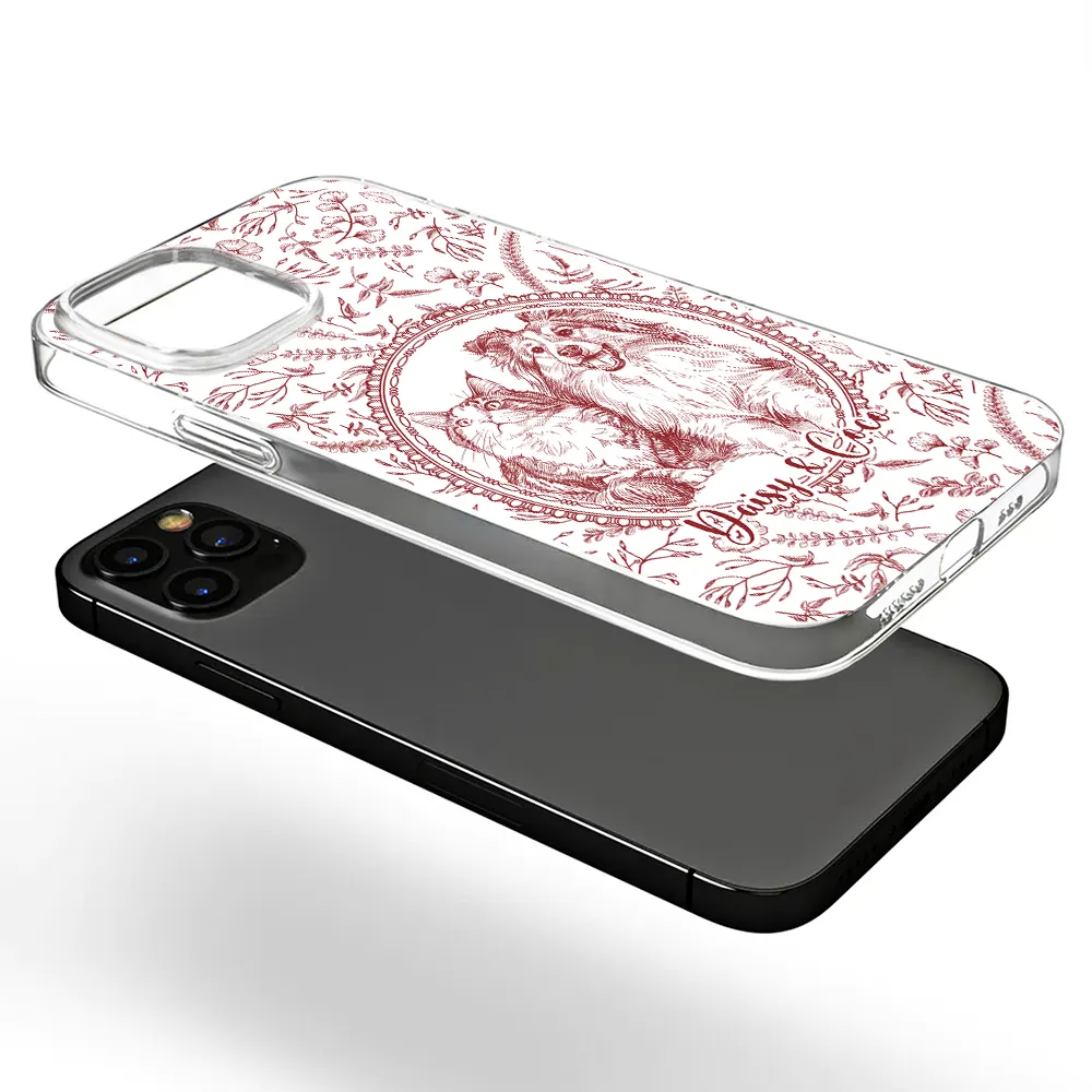 Art Design,Healing,Pet Memorial,Pet Lovers,Memorial,Photo - Pencil Sketch - Remove BG - Custom Photo Pencil Sketch Dog Cat Pet Portrait Toile Remembrance - Personalized Clear Phone Case