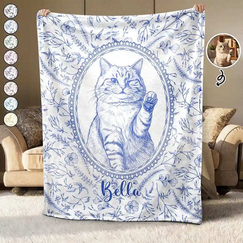 Art Design,Pet Memorial,Cozy,Pet Lovers,Memorial,Photo - Pencil Sketch - Remove BG - Custom Photo Pencil Sketch Dog Cat Pet Portrait Toile Remembrance - Personalized Fleece Blanket, Sherpa Blanket