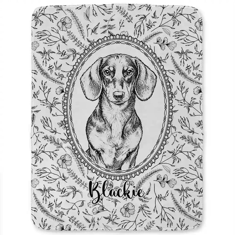 Art Design,Pet Memorial,Cozy,Pet Lovers,Memorial,Photo - Pencil Sketch - Remove BG - Custom Photo Pencil Sketch Dog Cat Pet Portrait Toile Remembrance - Personalized Fleece Blanket, Sherpa Blanket