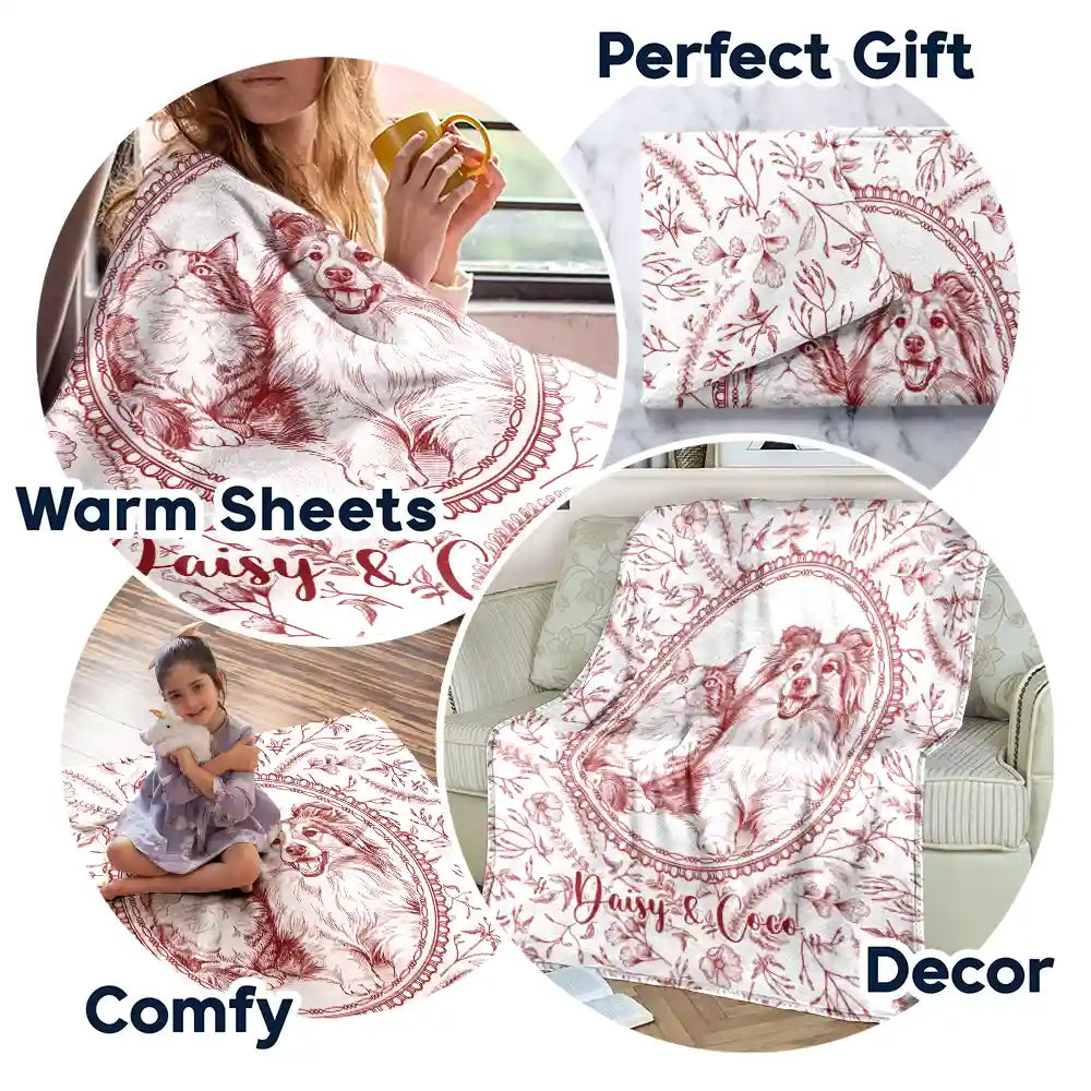 Art Design,Pet Memorial,Cozy,Pet Lovers,Memorial,Photo - Pencil Sketch - Remove BG - Custom Photo Pencil Sketch Dog Cat Pet Portrait Toile Remembrance - Personalized Fleece Blanket, Sherpa Blanket