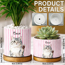 Art Design,Playful,Pet Lovers,Photo - Vivid Watercolor Art - Custom Photo Vivid Watercolor Art Happy Dog Cat Pet Stripe - Personalized Plant Pot