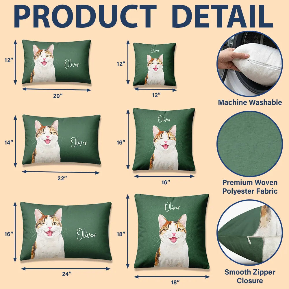 Art Design,Playful,Pet Lovers,Photo - Vivid Watercolor Art - Custom Photo Vivid Watercolor Art Happy Dog Cat Pet - Personalized Pillow