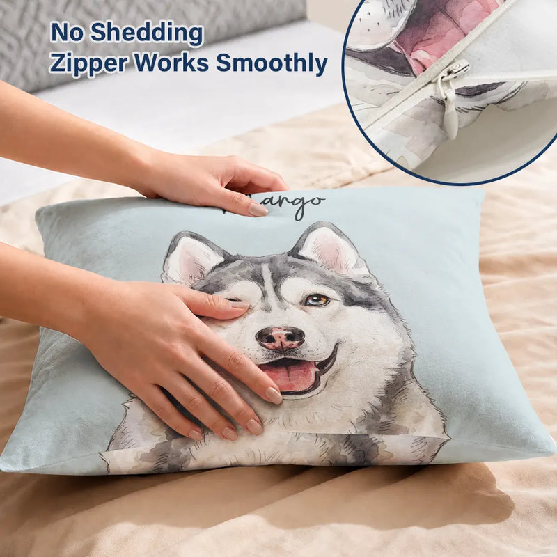 Art Design,Playful,Pet Lovers,Photo - Vivid Watercolor Art - Custom Photo Vivid Watercolor Art Happy Dog Cat Pet - Personalized Pillow