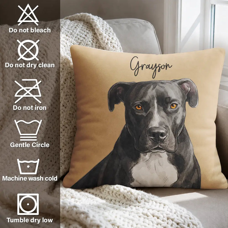 Art Design,Playful,Pet Lovers,Photo - Vivid Watercolor Art - Custom Photo Vivid Watercolor Art Happy Dog Cat Pet - Personalized Pillow