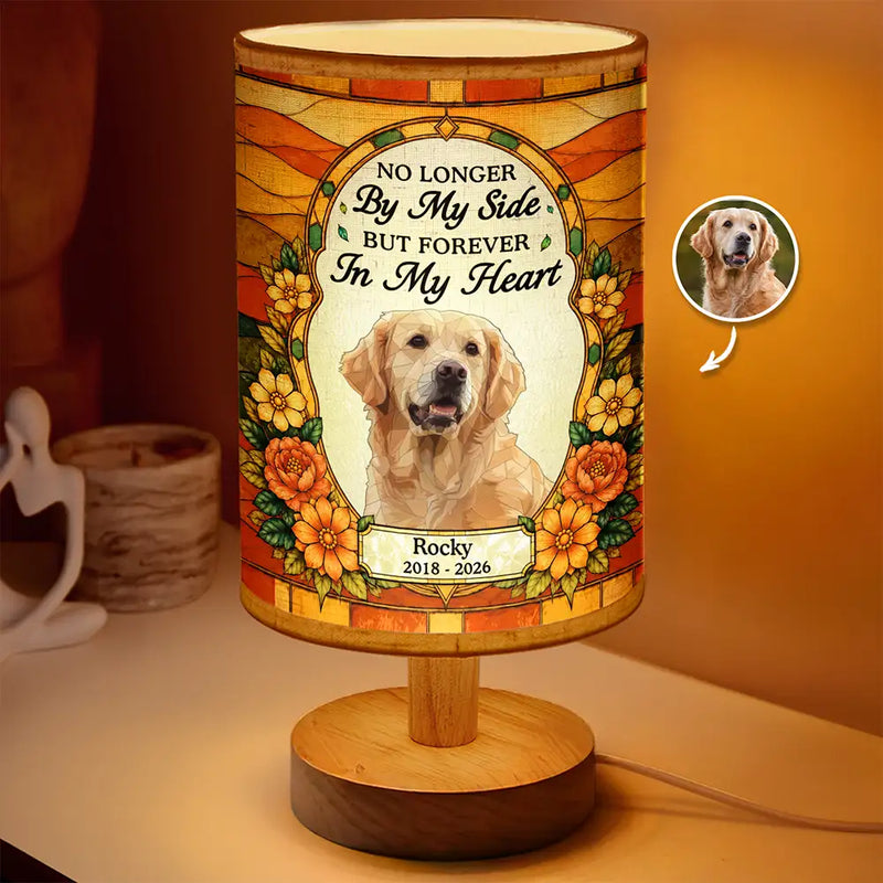 Art Design,Christmas,Pet Memorial,Sympathetic,Pet Lovers,Memorial,Photo - Stained Glass - Custom Photo Stained Glass Memorial Pet Forever In My Heart Always Loved - Personalized Fabric Lamp