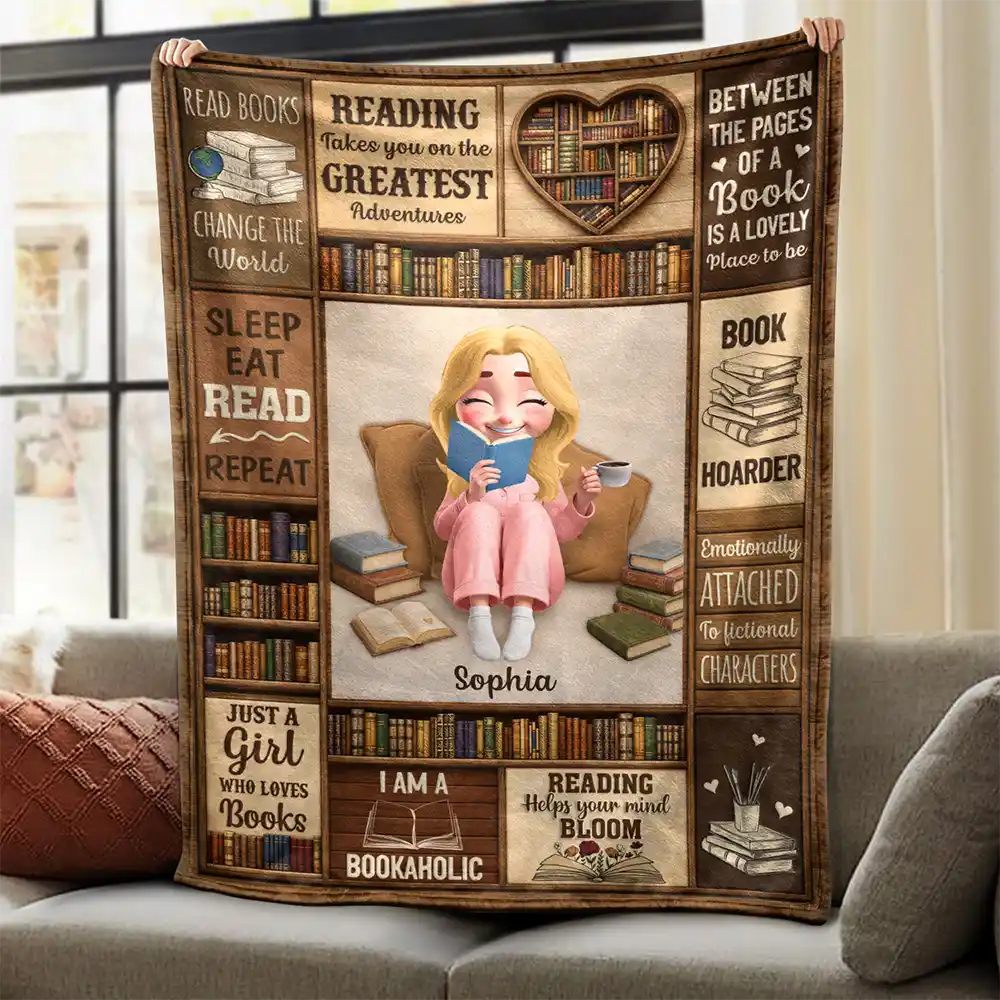 My Reading Blanket I Am A Bookaholic Gift For Book Lovers - Personalized Fleece Blanket, Sherpa Blanket