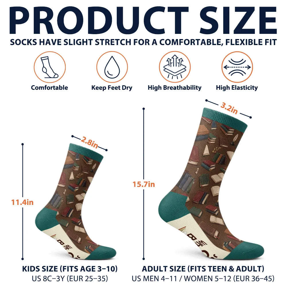 Confident,Christmas,Reading,Gift For Yourself,Gift For Women,Vector - Shhh I'm Reading Gift For Book Lovers - Personalized Socks