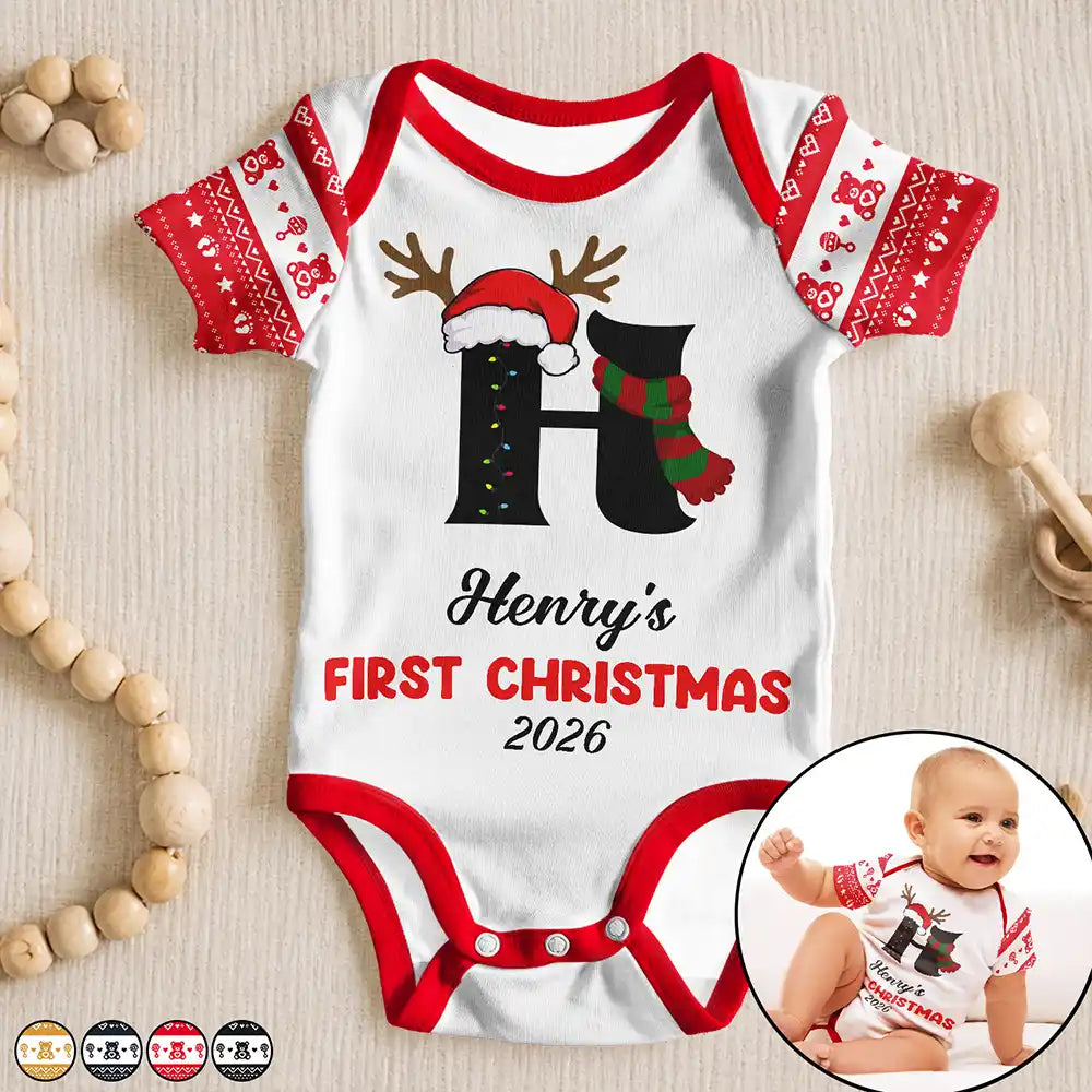 Adorable,First Christmas,Gift For Baby,Christmas,Vector - My First Christmas New Baby - Personalized Baby Bodysuit