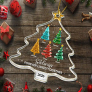 Sentimental,Christmas,Gift For Sibling,Icon - Crystal Effect Pine Trees Brothers & Sisters Forever Linked Together - Personalized Custom Shaped Acrylic Ornament