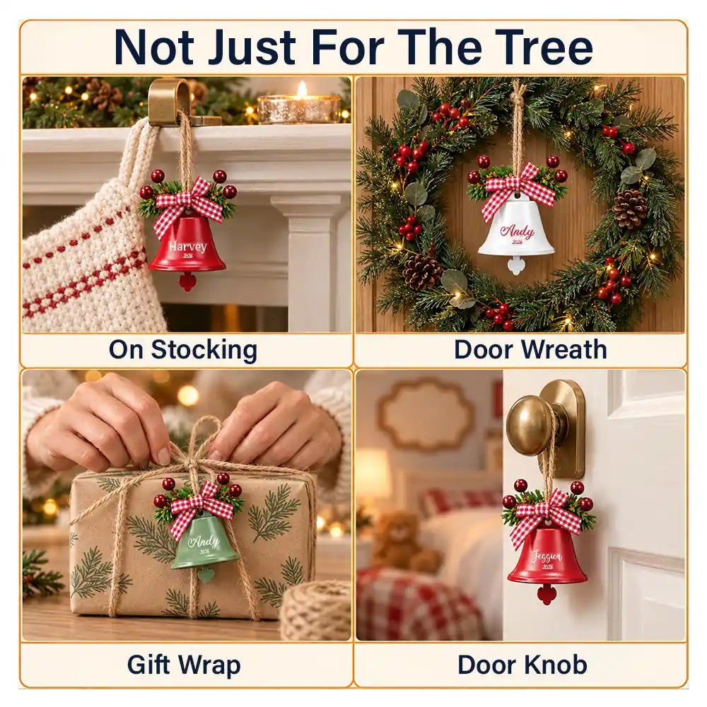 Christmas,Custom Text,Family,Happy,Indoor Decor - Family Christmas Gift - Personalized Tree Hanging Decoration Bell Ornament