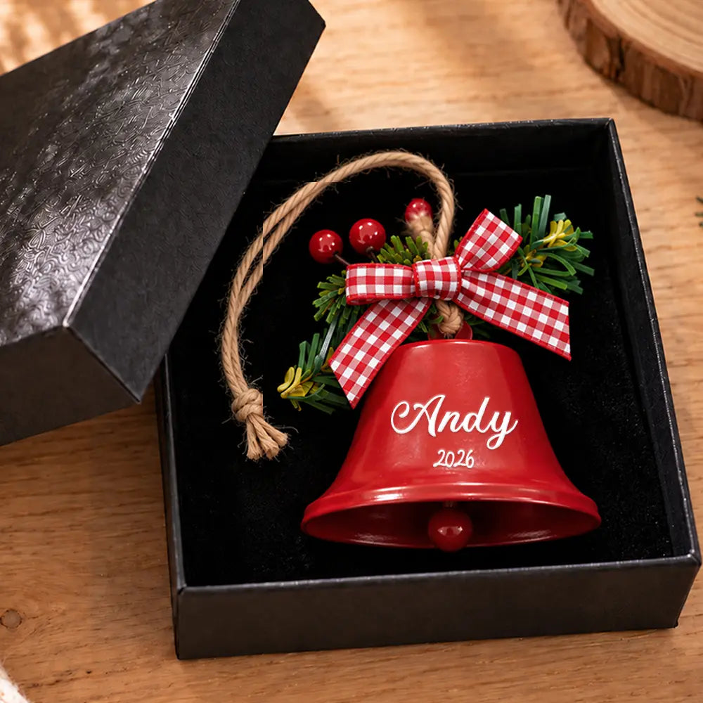Christmas,Custom Text,Family,Happy,Indoor Decor - Family Christmas Gift - Personalized Tree Hanging Decoration Bell Ornament