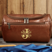 Confident,Gift For Men,Gift For Yourself,Gifts For Him,Monogram,Top Market - Gift For Men, Husband, Dad - Personalized Monogram Vintage Leather Toiletry Bag