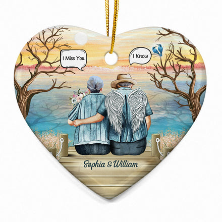 Still Talk About You Widow Old Couple - Memorial Gift - Personalized Custom Heart Ceramic Ornament