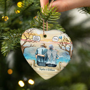 Still Talk About You Widow Old Couple - Memorial Gift - Personalized Custom Heart Ceramic Ornament