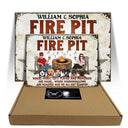 Fire Pit Where Music Gets Played Husband Wife Camping Couple Dog Lovers - Backyard Sign - Personalized Custom Classic Metal Signs