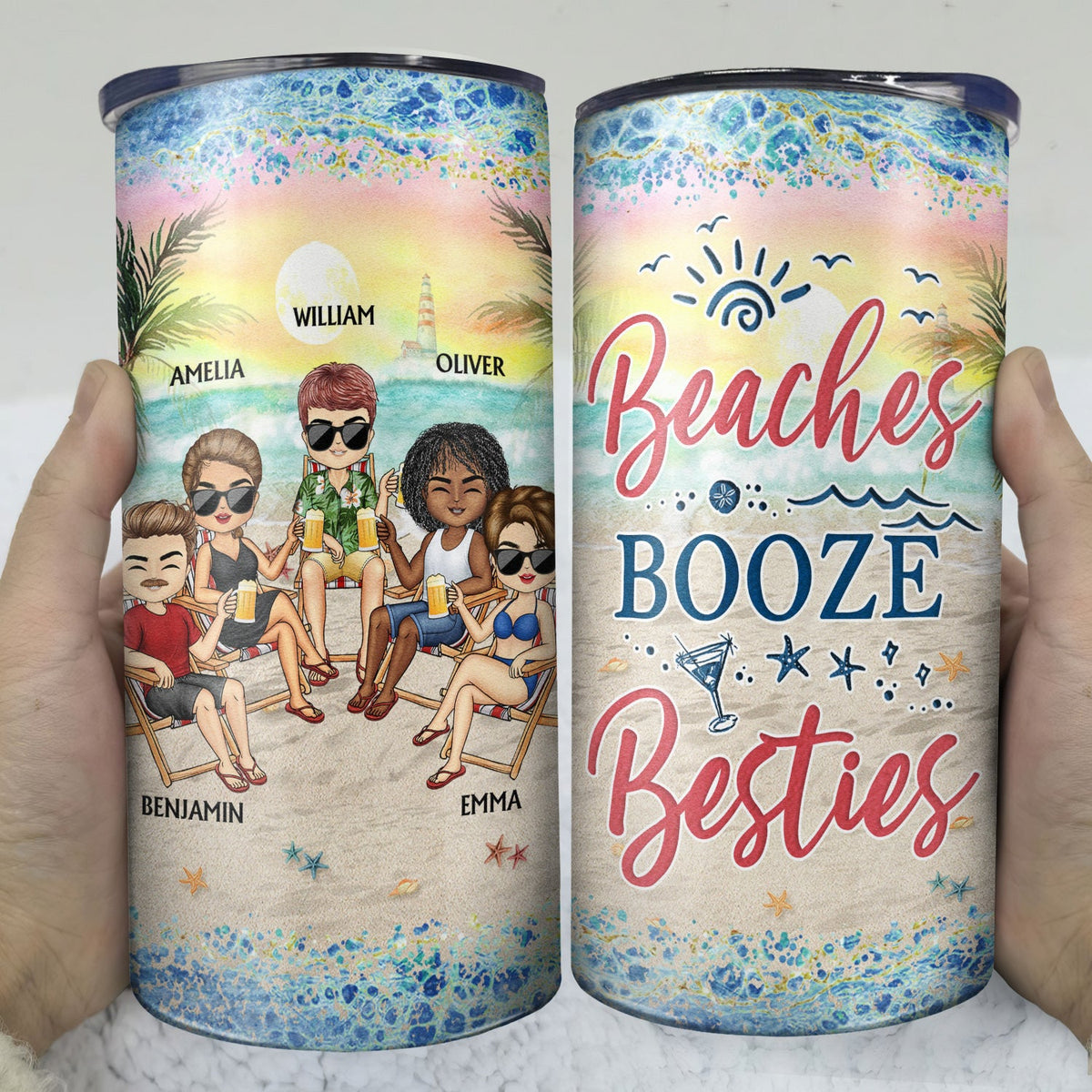 I Love You To The Beach And Back Best Friends - Bestie BFF Gift - Personalized Custom 4 In 1 Can Cooler Tumbler