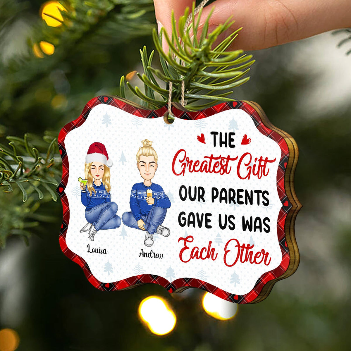 The Greatest Gift Our Parents Gave Us - Christmas Gifts For Brothers, Sisters, Siblings - Personalized Medallion Wooden Ornament