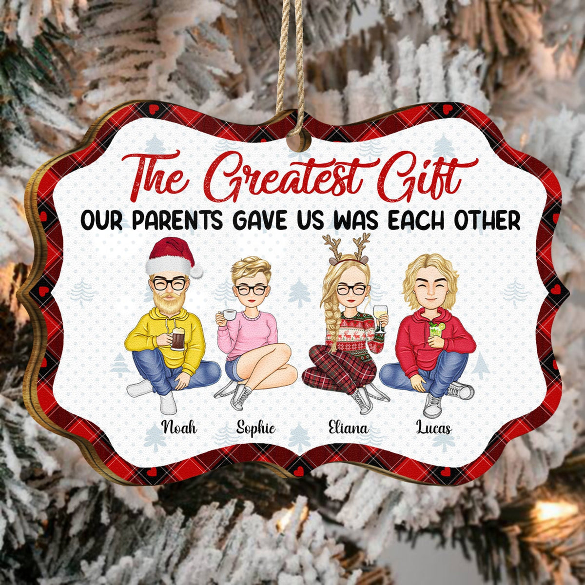 The Greatest Gift Our Parents Gave Us - Christmas Gifts For Brothers, Sisters, Siblings - Personalized Medallion Wooden Ornament