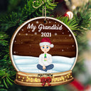 Our Grandkids Flat Art - Christmas, Loving Gift For Grandpa, Grandma, Grandparents - Personalized Custom Shaped Wooden Ornament
