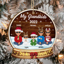 Our Grandkids Flat Art - Christmas, Loving Gift For Grandpa, Grandma, Grandparents - Personalized Custom Shaped Wooden Ornament