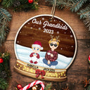 Our Grandkids Flat Art - Christmas, Loving Gift For Grandpa, Grandma, Grandparents - Personalized Custom Shaped Wooden Ornament
