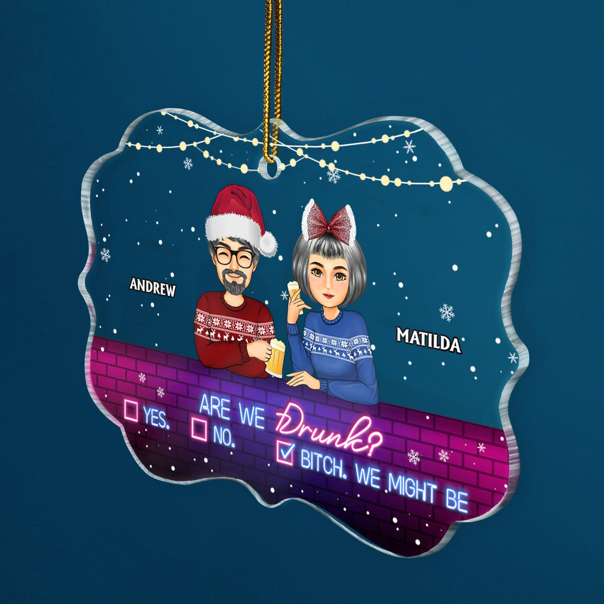 More Than Just Friends Cartoon - Christmas Gifts For Besties - Personalized Medallion Acrylic Ornament