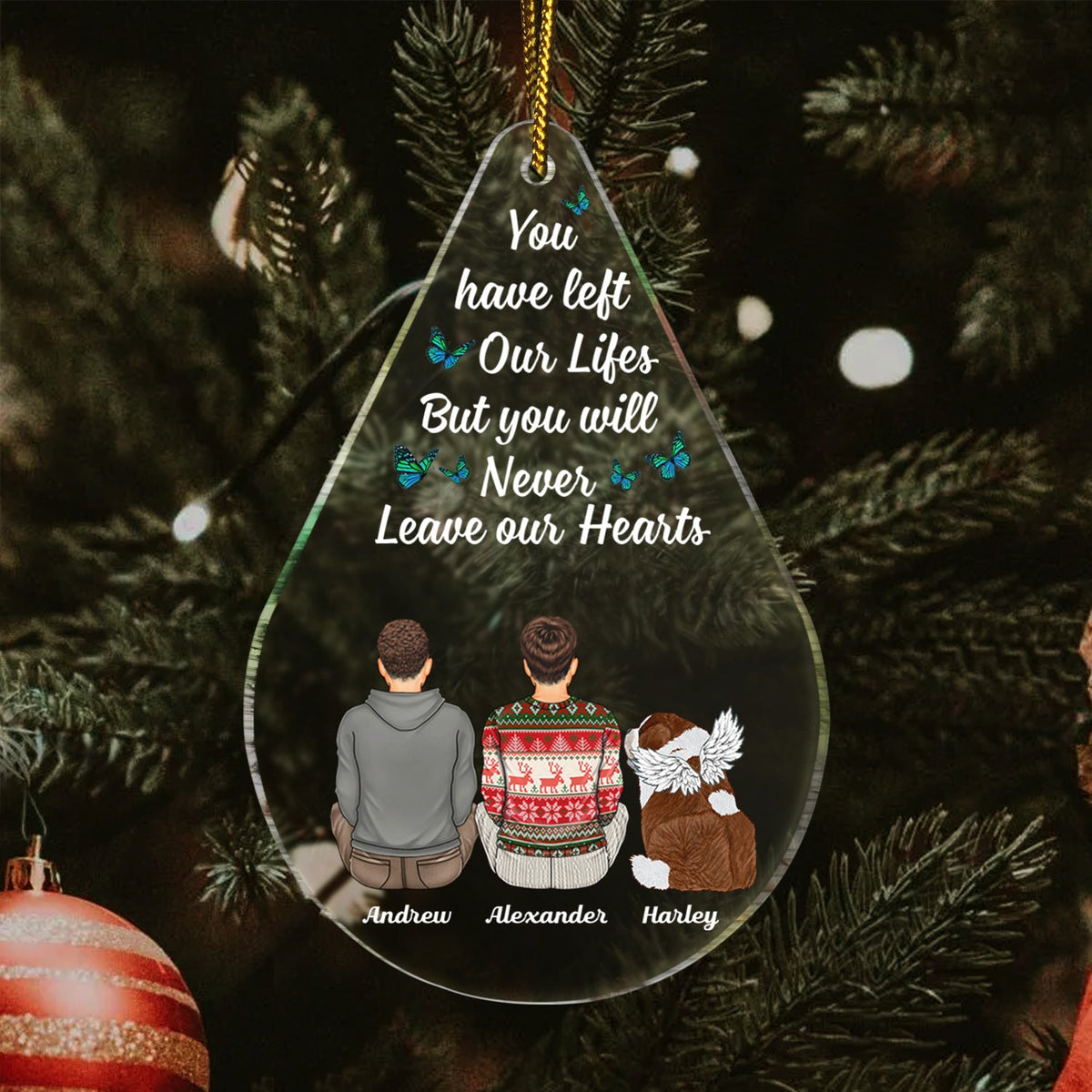 I Miss You Teardrop - Christmas Memorial Gift For Pet Lovers, Dog Mom, Dog Dad, Cat Mom, Cat Dad - Personalized Custom Shaped Acrylic Ornament