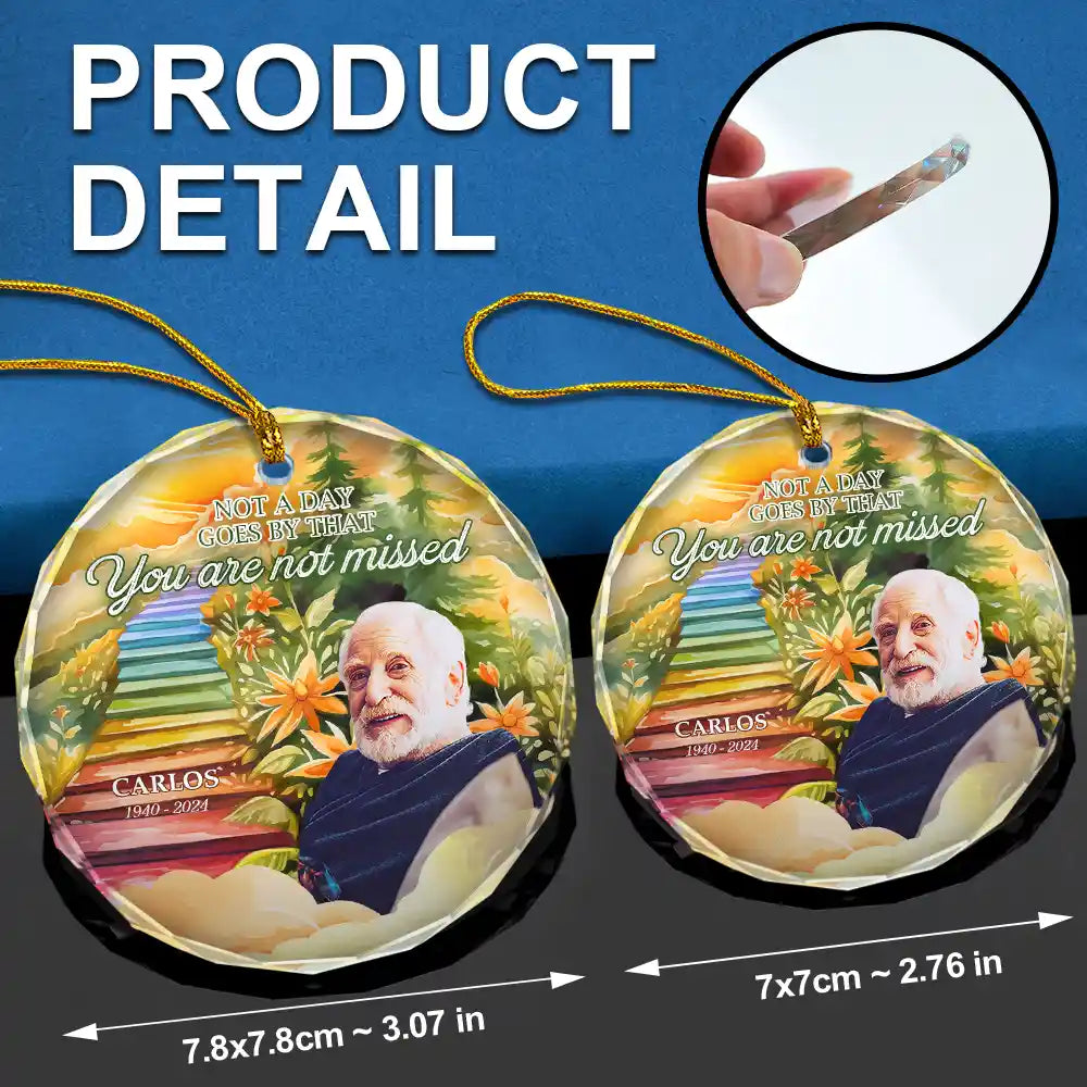 Custom Photo Heaven Stairs I'm Always With You - Personalized Circle Glass Ornament