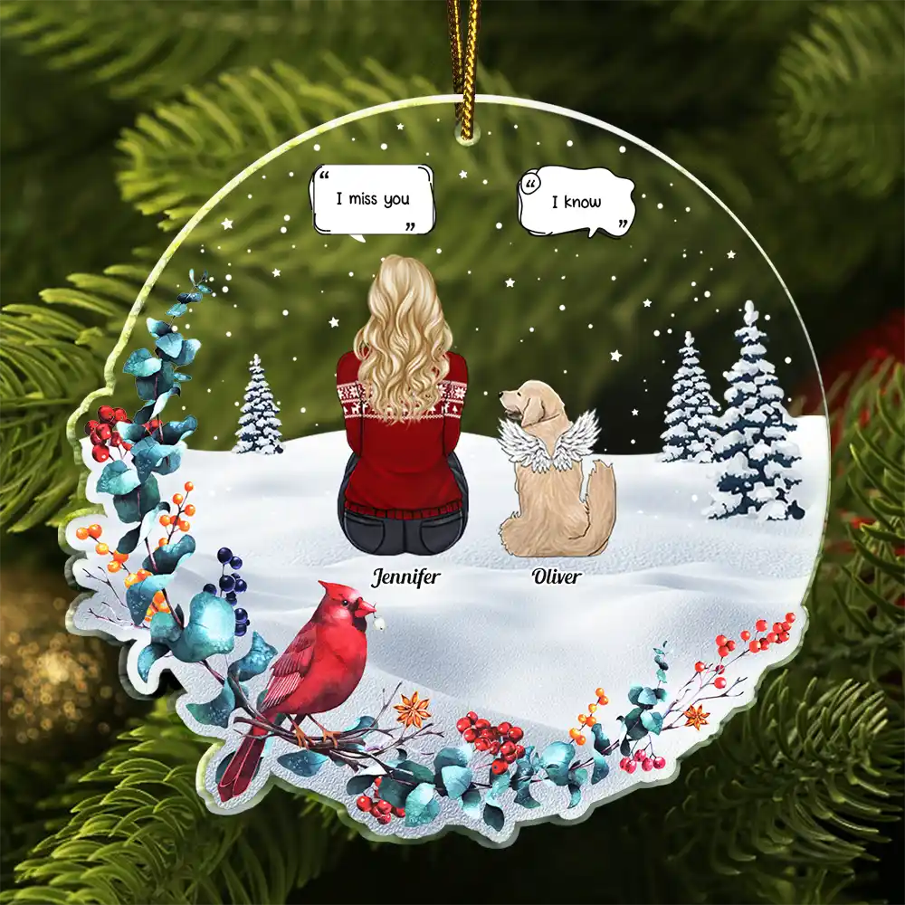 Pet Loss I Miss You Dog Memorial - Personalized Custom Shaped Acrylic Ornament