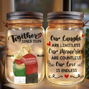 Gift For Couples - Forehead Kissing Couple Our Memories Are Countless Our Love Is Endless - Personalized Mason Jar Light