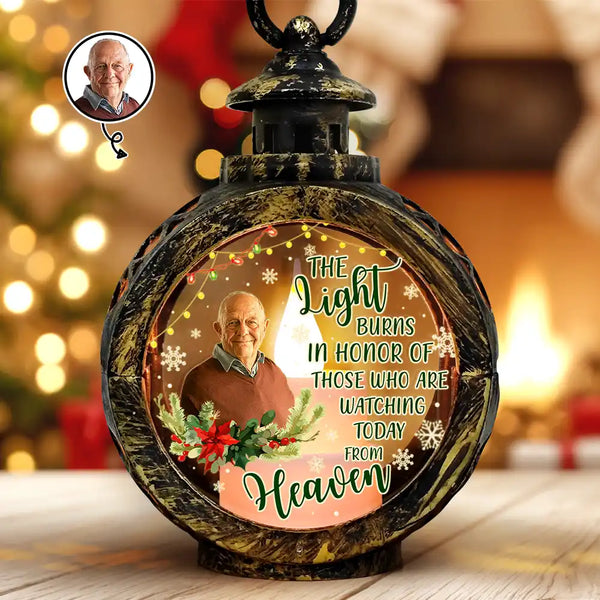 Memorial, Family - Custom Photo Light Of Those Who Are Watching Today From Heaven - Personalized Candlelight Lantern Ornament