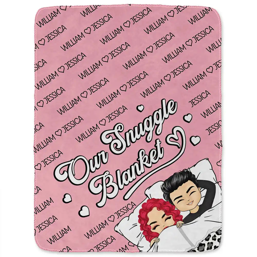 Gift For Couples, Gift For Husband, Gift For Wife - Husband And Wife Couple Chibi Our Snuggle Blanket - Personalized Fleece Blanket, Sherpa Blanket
