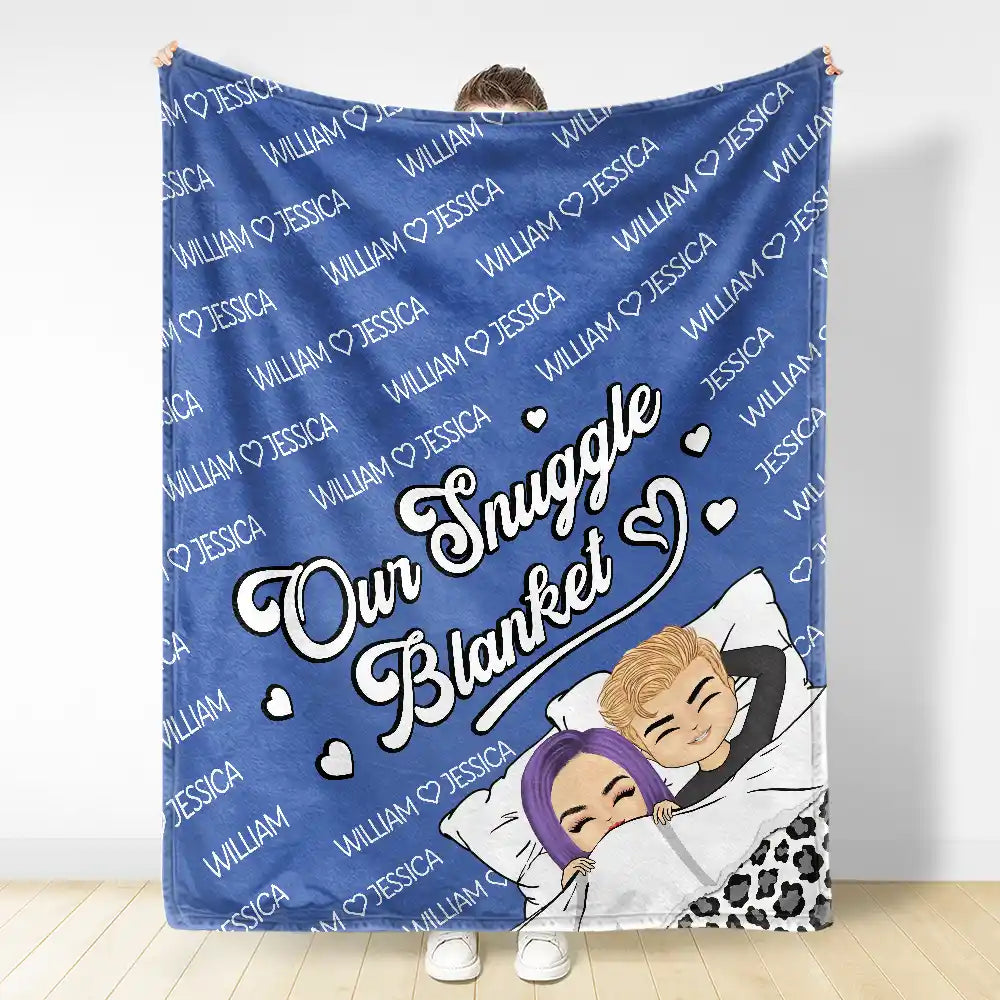 Gift For Couples, Gift For Husband, Gift For Wife - Husband And Wife Couple Chibi Our Snuggle Blanket - Personalized Fleece Blanket, Sherpa Blanket