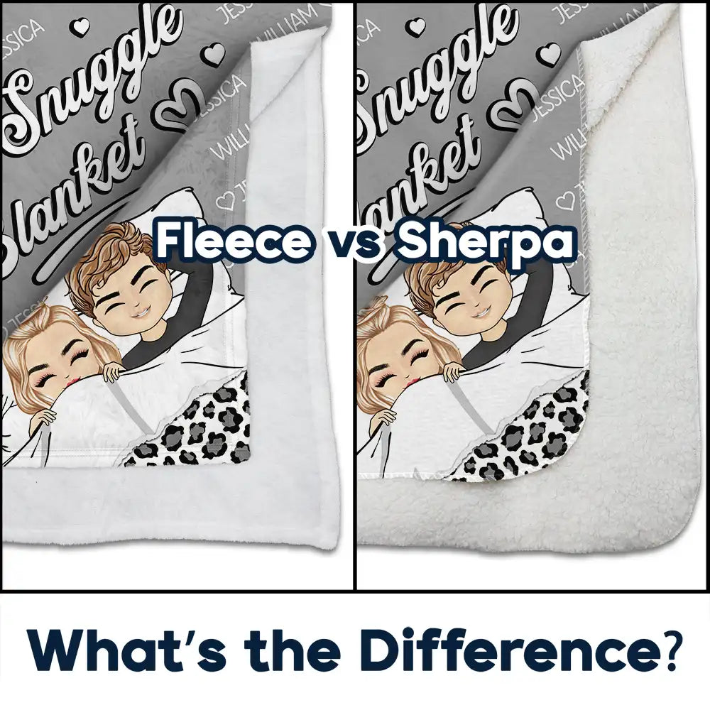 Gift For Couples, Gift For Husband, Gift For Wife - Husband And Wife Couple Chibi Our Snuggle Blanket - Personalized Fleece Blanket, Sherpa Blanket