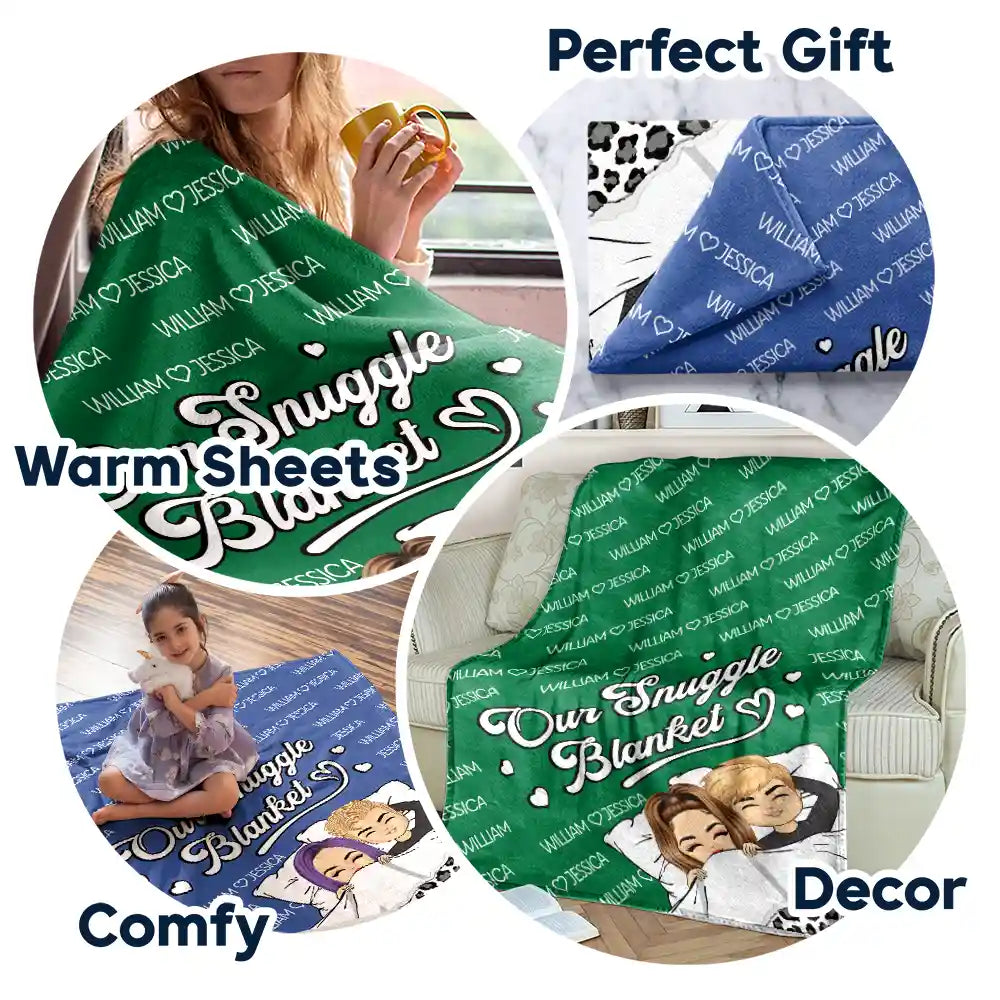 Gift For Couples, Gift For Husband, Gift For Wife - Husband And Wife Couple Chibi Our Snuggle Blanket - Personalized Fleece Blanket, Sherpa Blanket