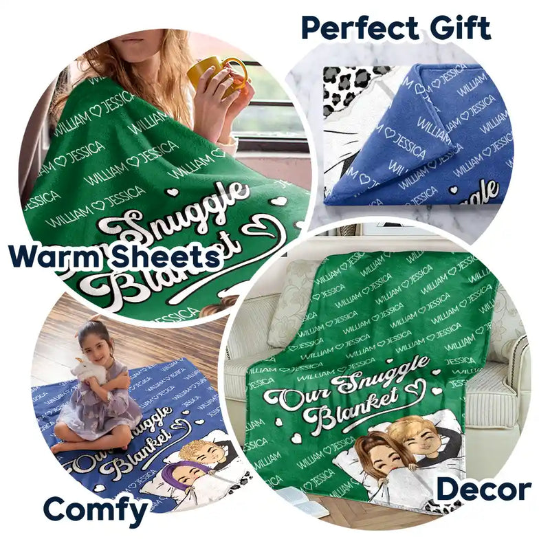 Gift For Couples, Gift For Husband, Gift For Wife - Husband And Wife Couple Chibi Our Snuggle Blanket - Personalized Fleece Blanket, Sherpa Blanket